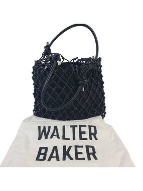 NEW Walter Baker Black Knotted Net Detail Handbag With Dust Bag NWOT